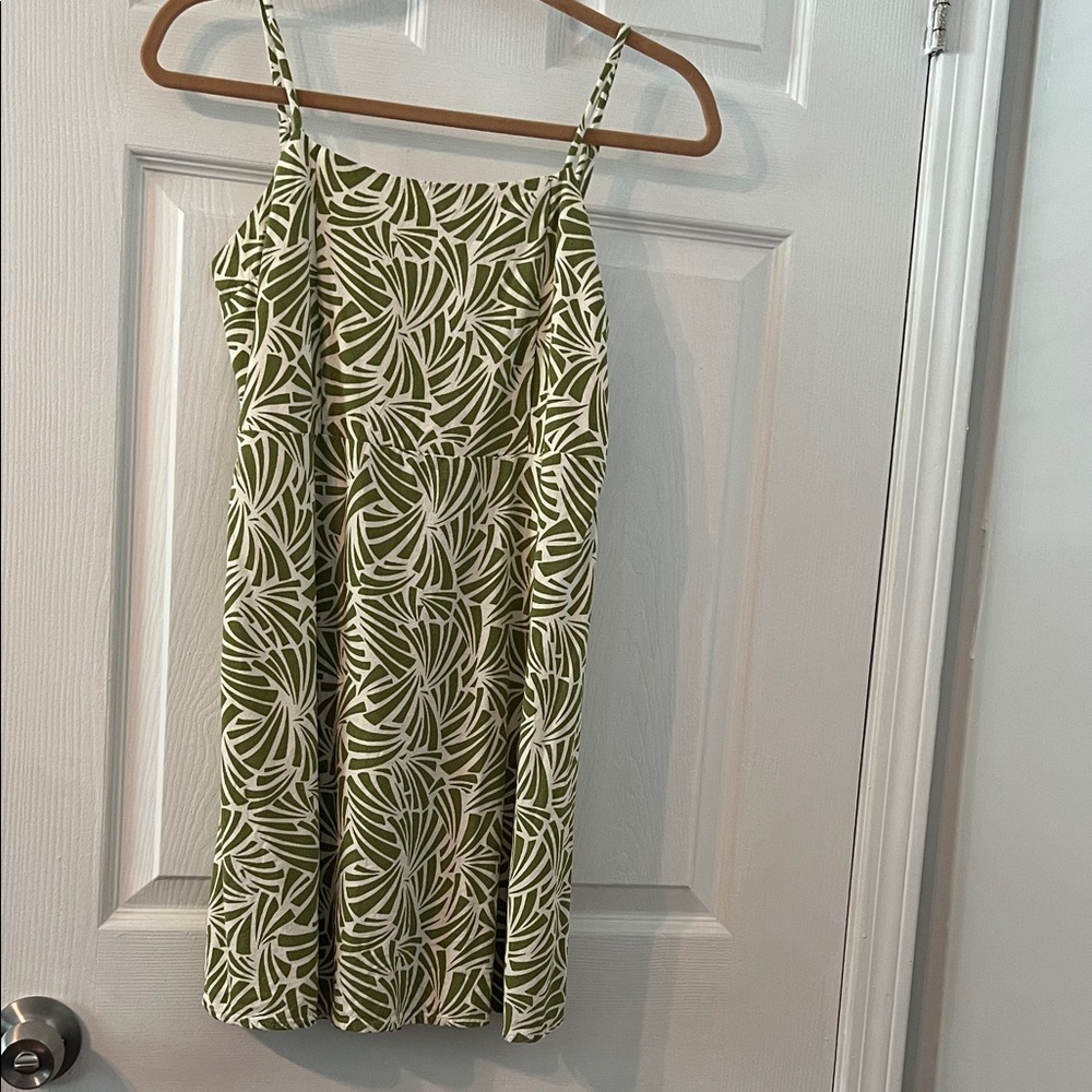 Monteau Olive and White Patterned Mini Dress